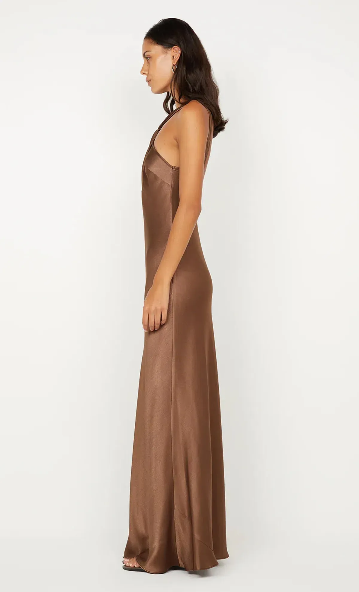 🤎 BEC and BRIDGE Elisia Twist Satin Maxi Dress – Milk Chocolate Brown – Size AU 10 🤎 - Image 5