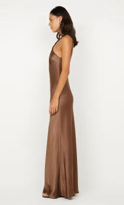 🤎 BEC and BRIDGE Elisia Twist Satin Maxi Dress – Milk Chocolate Brown – Size AU 10 🤎 for rent on The Volte - image 5