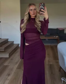 BENNI Mable Maxi Dress Gown In Plum | Size AU 14 UK 14 US 10 for rent on The Volte - image 1