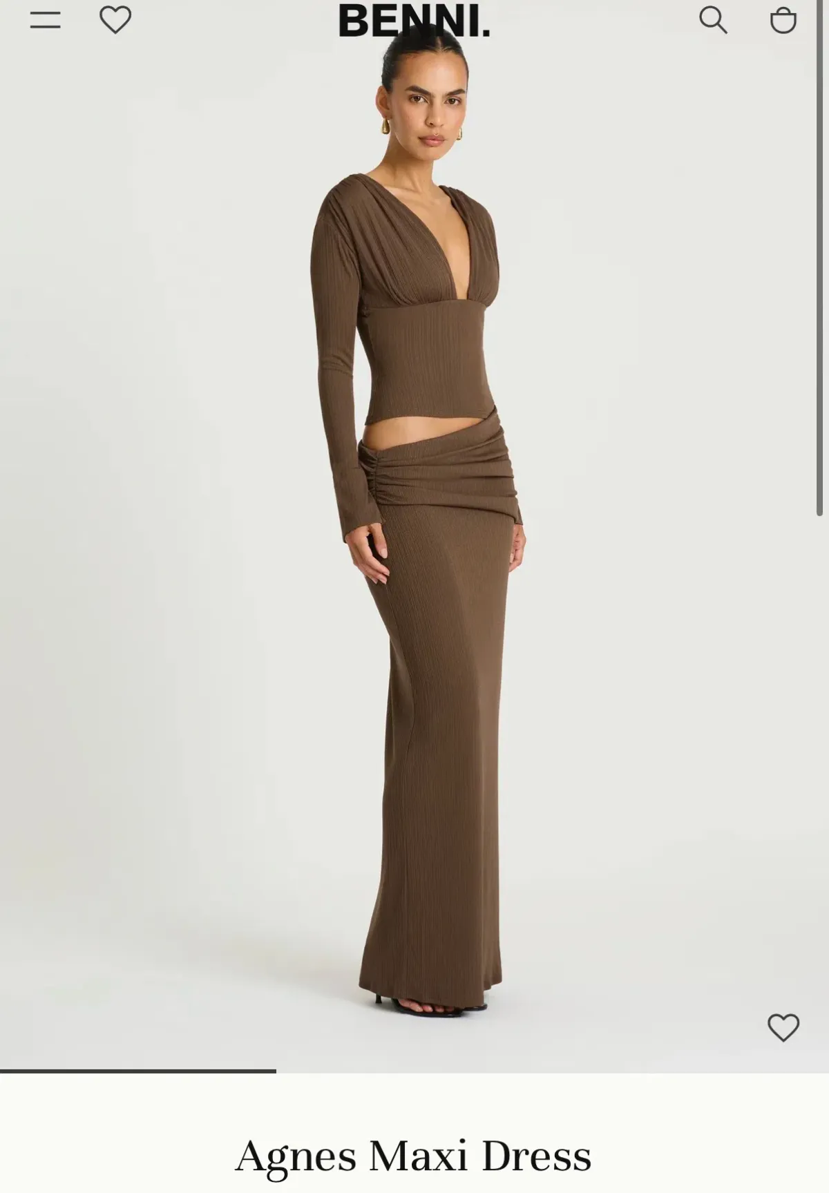 Benni Agnes maxi dress in chocolate - Image 2