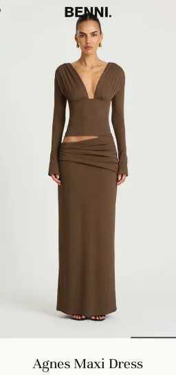 Benni Agnes maxi dress in chocolate  for rent on The Volte - image 1