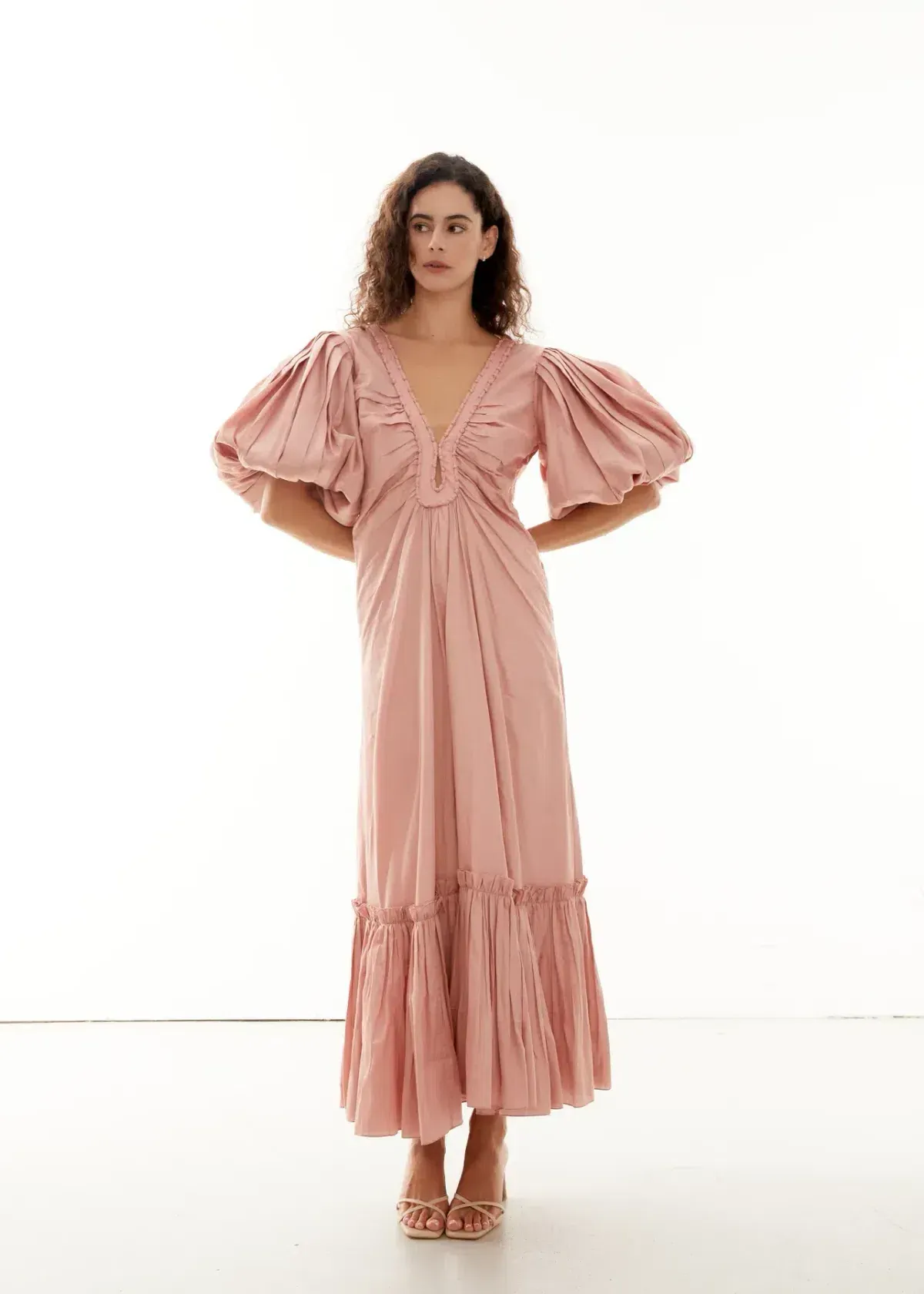 ROOH COLLECTIVE TIANA MIDI DRESS BLUSH SIZE 10 - Image 1