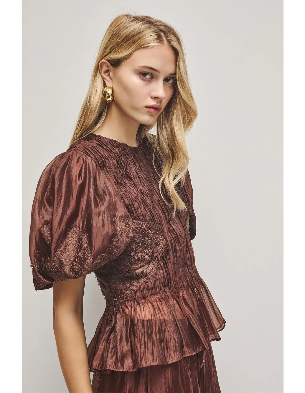 Aje Studio Ophelia Lace Top Brown Size 12 - Image 3