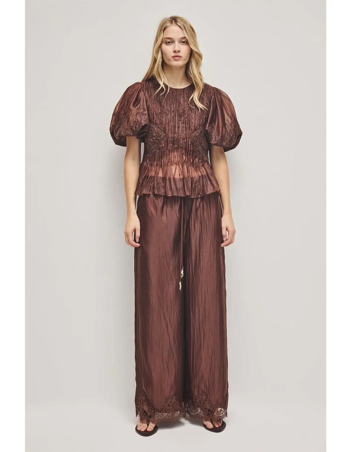 Aje Studio Ophelia Lace Top Brown Size 12 - Image 5