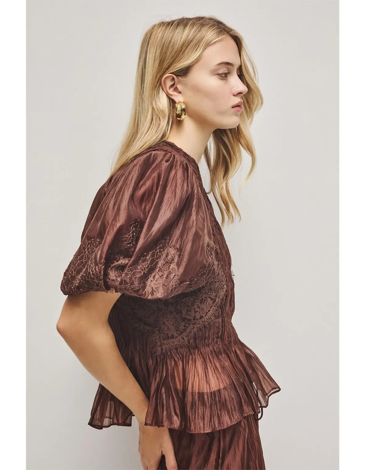 Aje Studio Ophelia Lace Top Brown Size 12 - Image 2