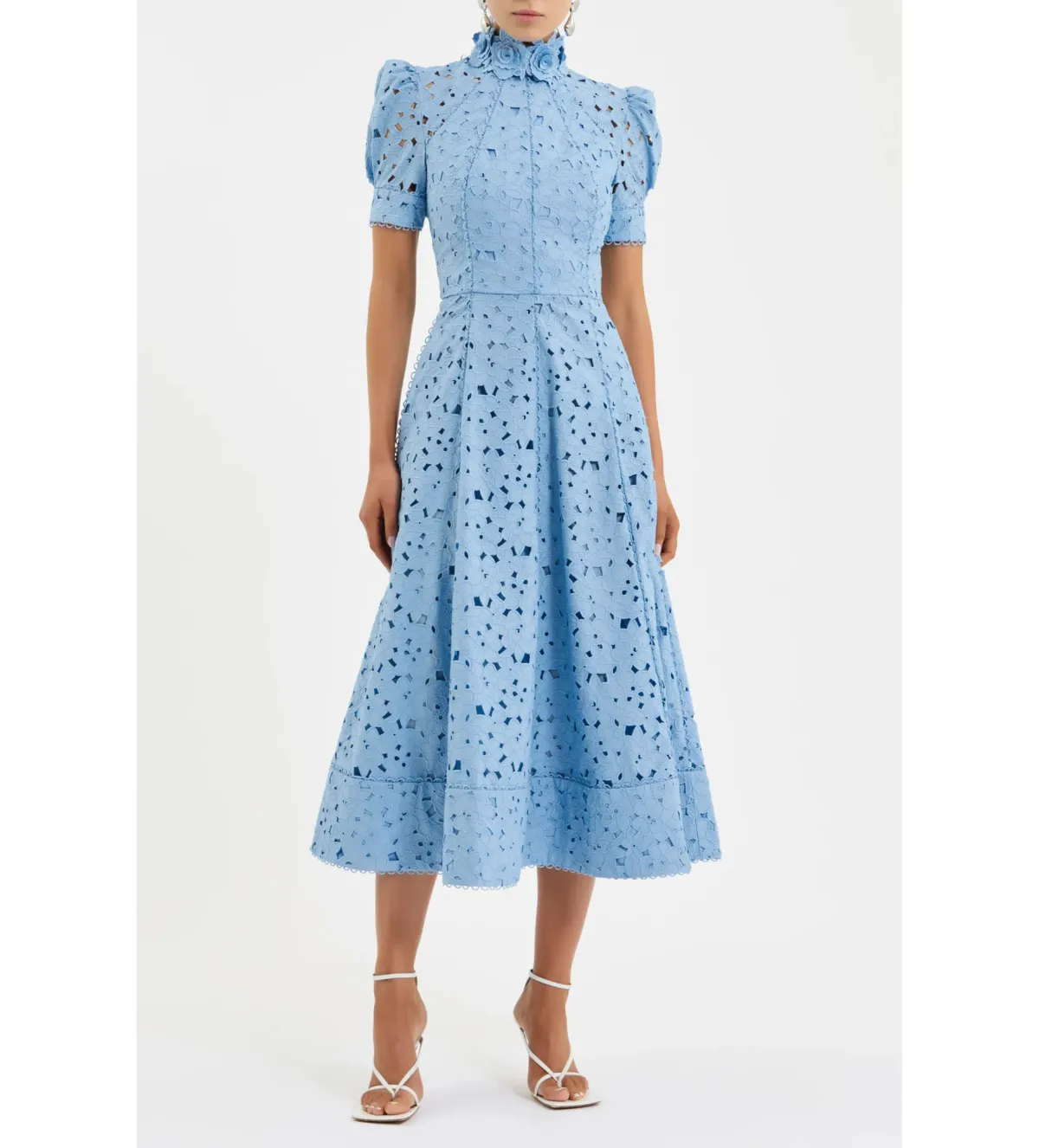 Rebecca Vallance Kitsu Short Sleeve Midi Dress Bluelight Size AU 12 - Image 1