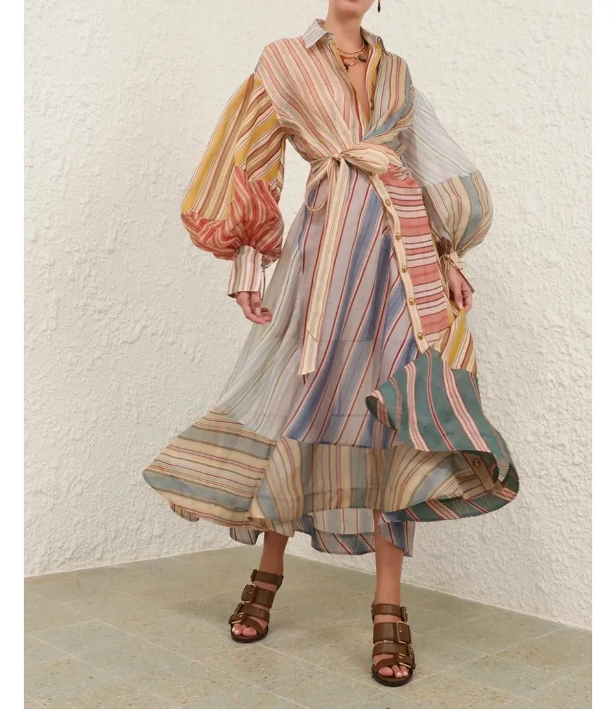ZIMMERMANN REBELLION STRIPED MIDI DRESS - Image 1