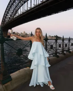 Tilly Tiered Maxi Dress in Pale Blue size small  for rent on The Volte - image 1