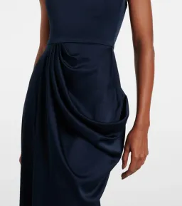 Alex Perry Draped Satin Bustier Maxi Gown in Navy Size AU 12 for rent on The Volte - image 4