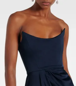 Alex Perry Draped Satin Bustier Maxi Gown in Navy Size AU 8 for rent on The Volte - image 2