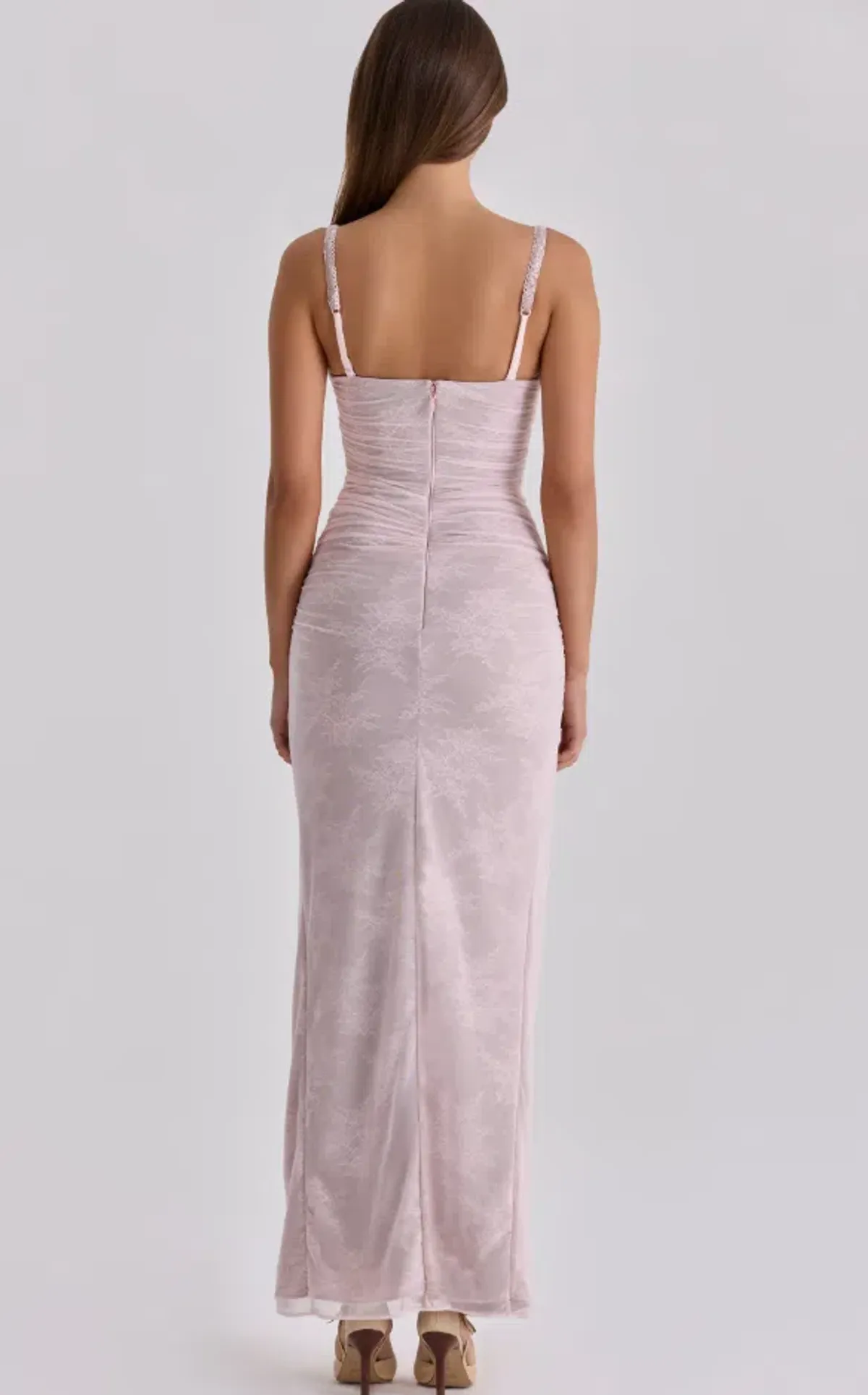 House of CB Lini baby pink lace mesh maxi dress Regular Cup Size S - Image 2