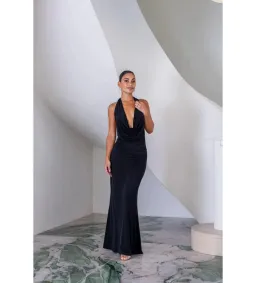Sneaky Link Saint Plunge Maxi Dress in Black Size S/AU8 for rent on The Volte - image 1