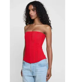 Leau Muse Mesh Corset Top in Red Size XS/AU6 for rent on The Volte - image 2