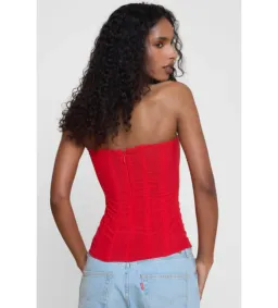 Leau Muse Mesh Corset Top in Red Size S/AU8 for rent on The Volte - image 3