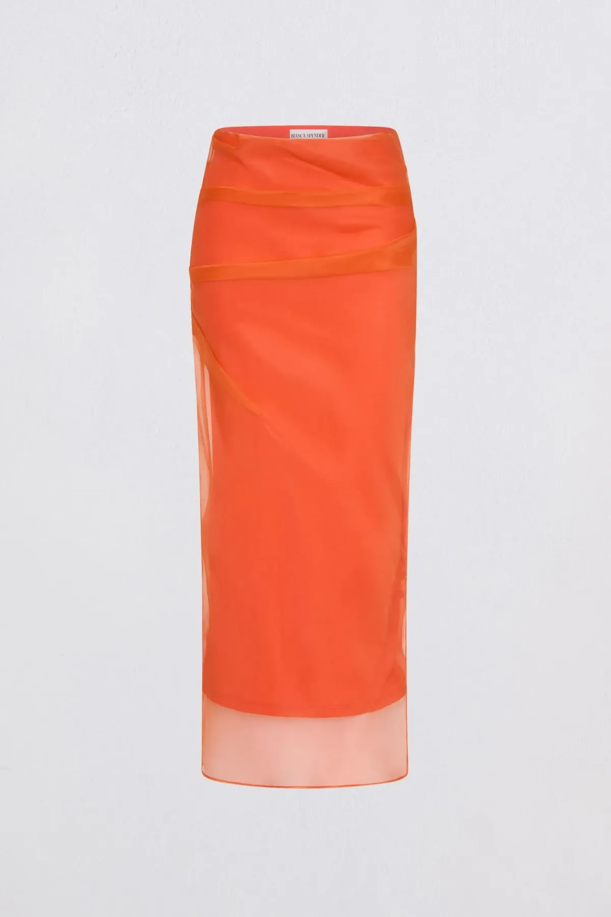 Bianca Spender Mandarin Organza Emulate Skirt Orange Size 12 - Image 5