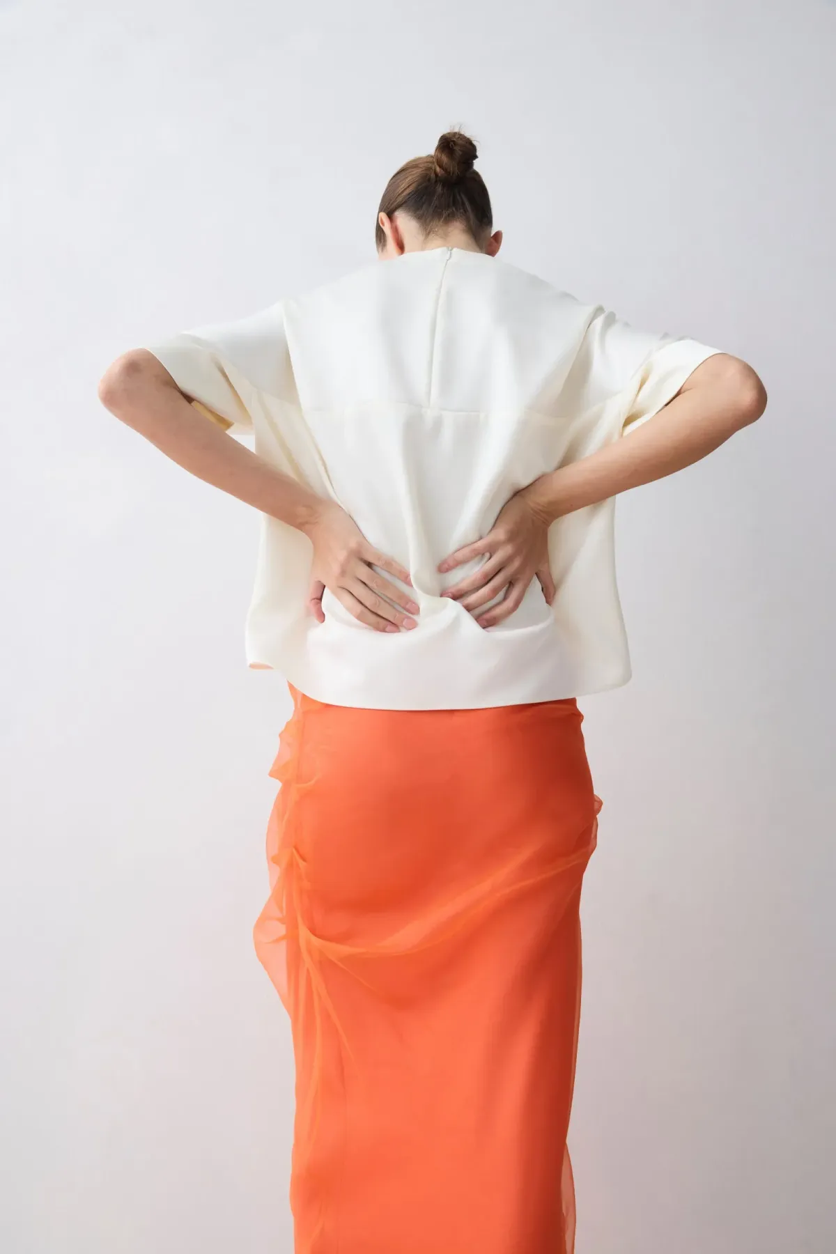 Bianca Spender Mandarin Organza Emulate Skirt Orange Size 12 - Image 3