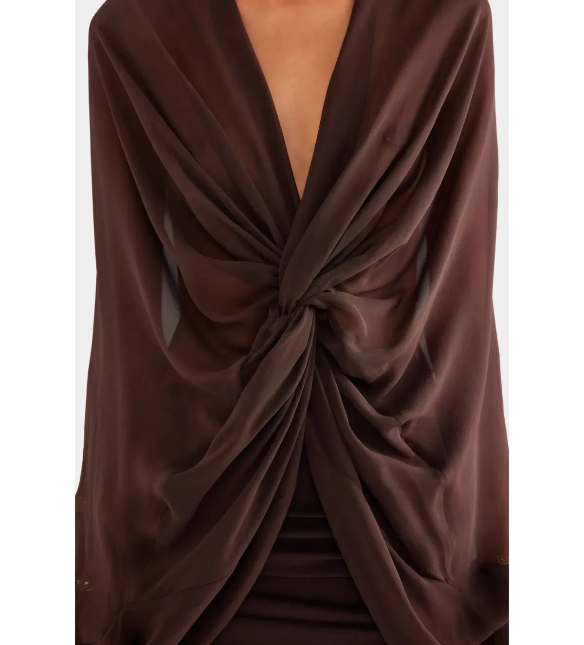 Venroy Twisted Bodice Silk Mini Dress Dark Chocolate Size S/AU 8 - Image 3