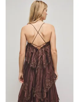 Aje Ophelia Lace Gown in Chocolate Size 8 for rent on The Volte - image 4