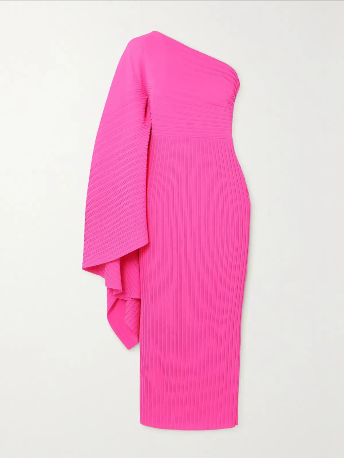 Solace London Lenna one sleeve draped plisse-chiffon midi dress pink, size 12 - Image 7