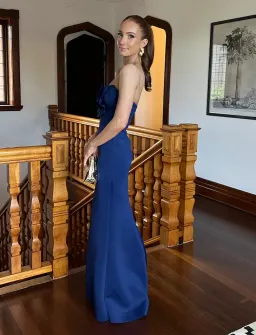 Badgley Mischka Rosette Dress Navy (Altered) for rent on The Volte - image 2