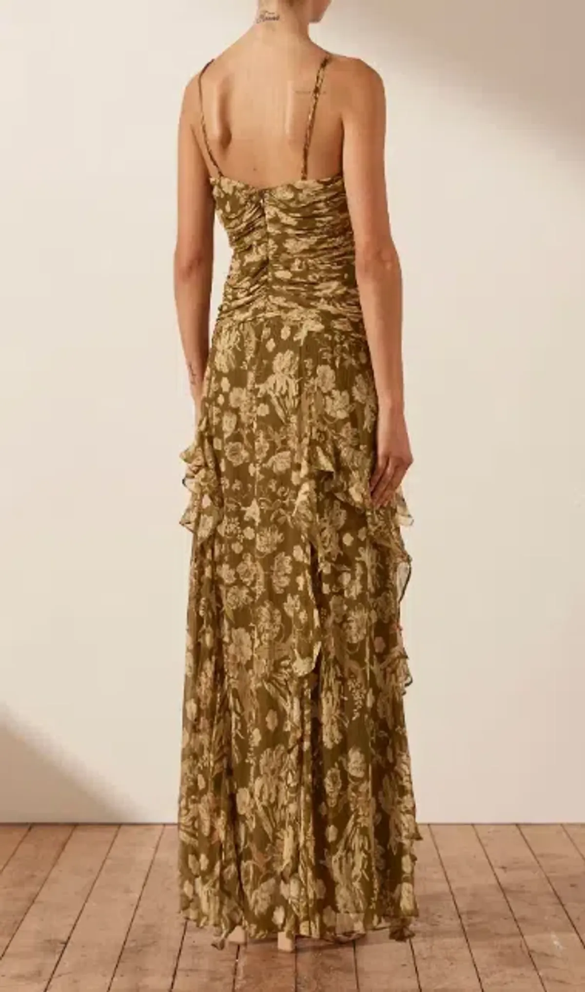 Shona Joy Keyhole Frill Maxi Dress Floral Size 10 - Image 2