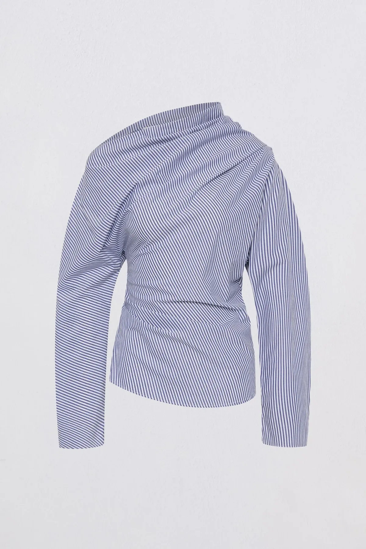 Bianca Spender Navy Stripe Cotton Long Sleeve Blouse M - Image 6