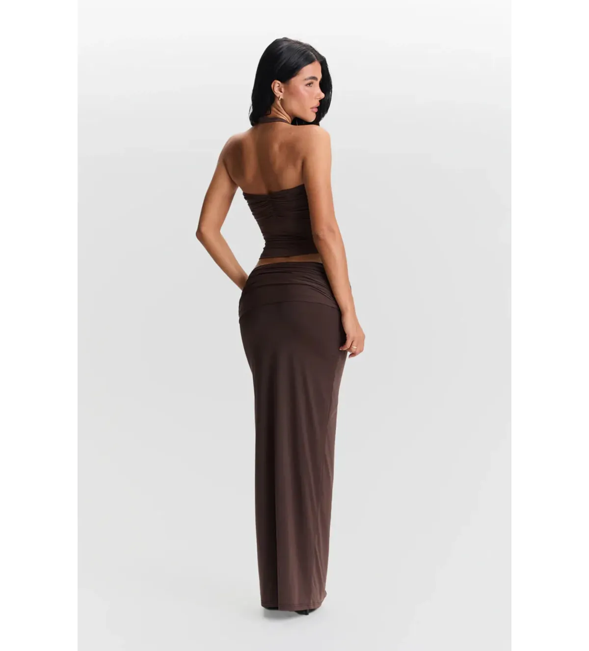 Sasha Therese Blair Top and Mila Maxi Skirt Set in Chocolate Brown Size XS/AU6 - Image 3