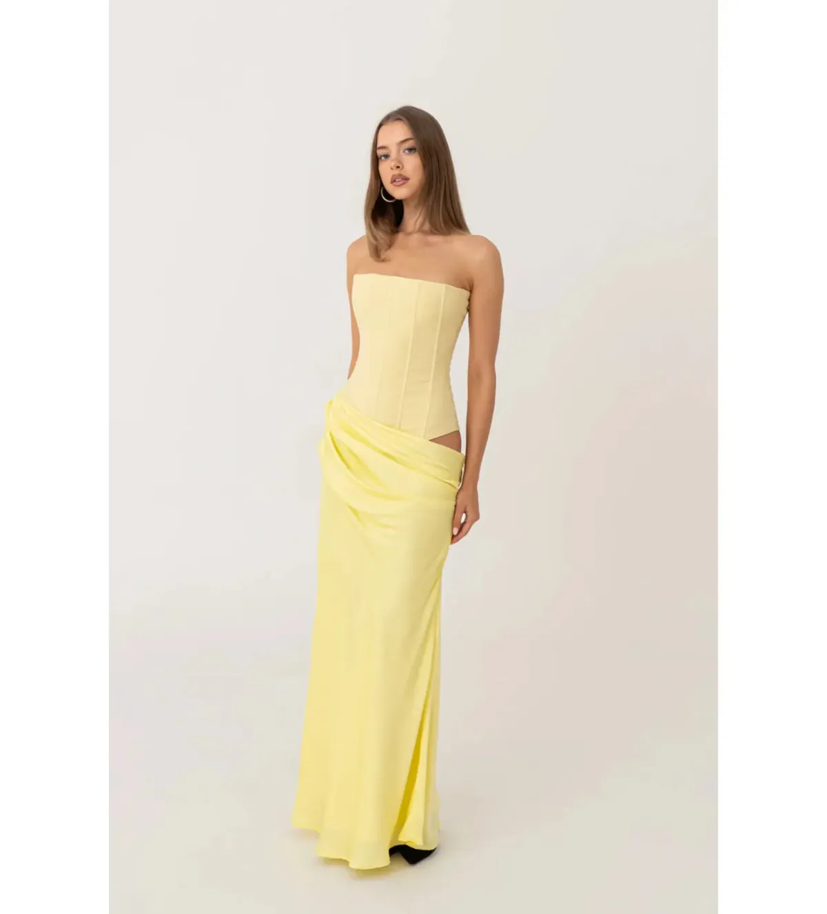 Hntr The Label Huxley Gown in Lemon Size L/AU12 - Image 1