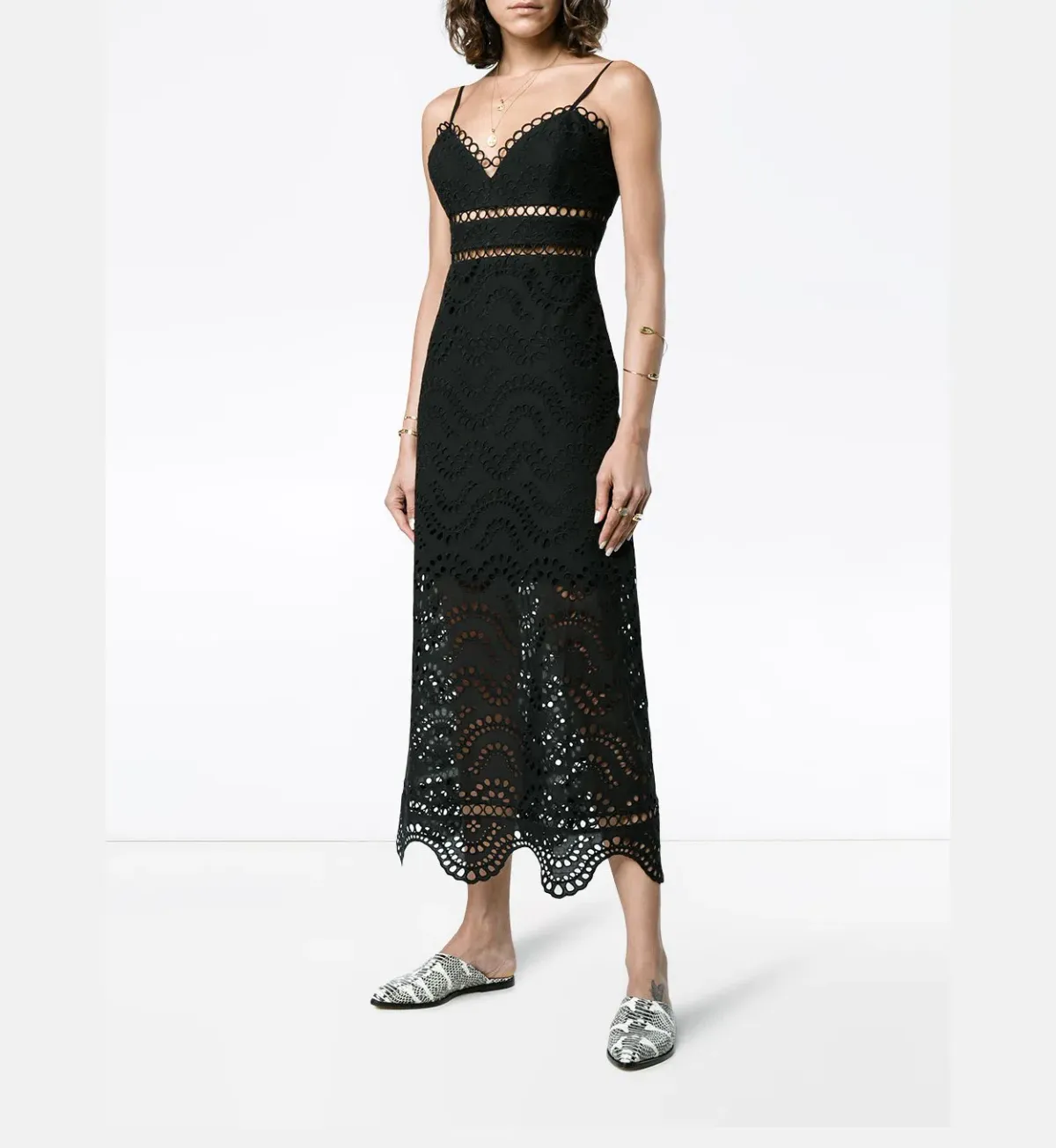 Zimmermann Jaya Wave Midi Dress Black Size 2 / Au 12 - Image 1