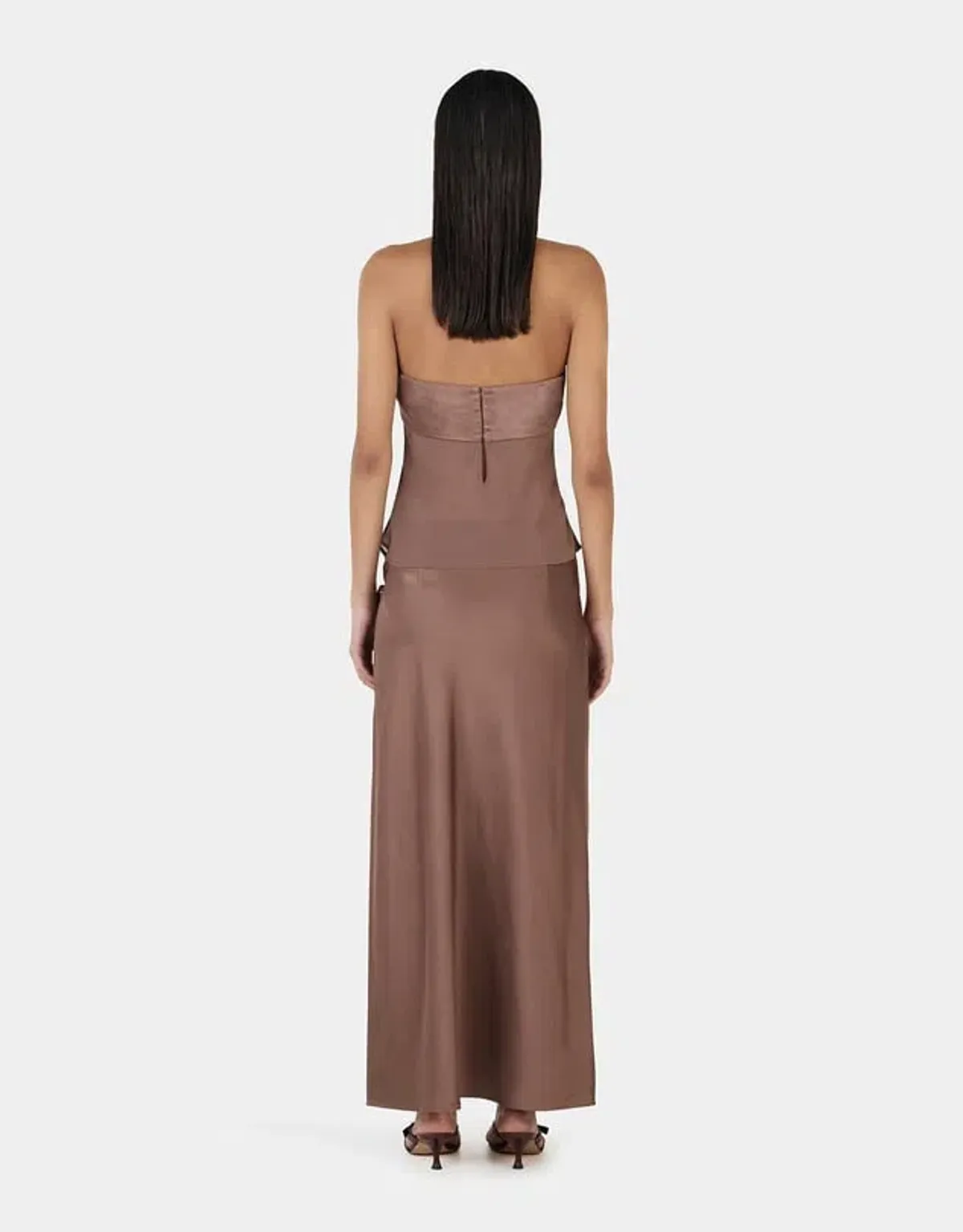 OWNLEY - Ricky Midi Skirt & Patrice strapless top , Brown Size 6 (XS) - Image 3