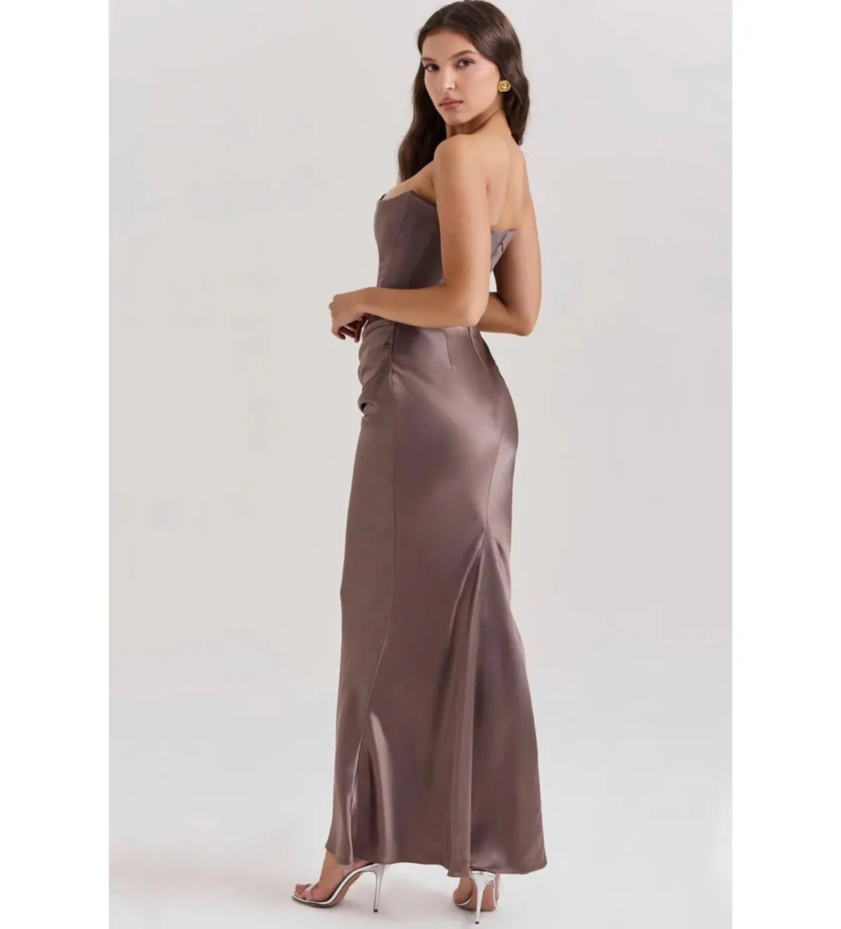 House of CB Persephone Strapless Corset Maxi Dress in Smoke Size XS/AU6 - Image 2