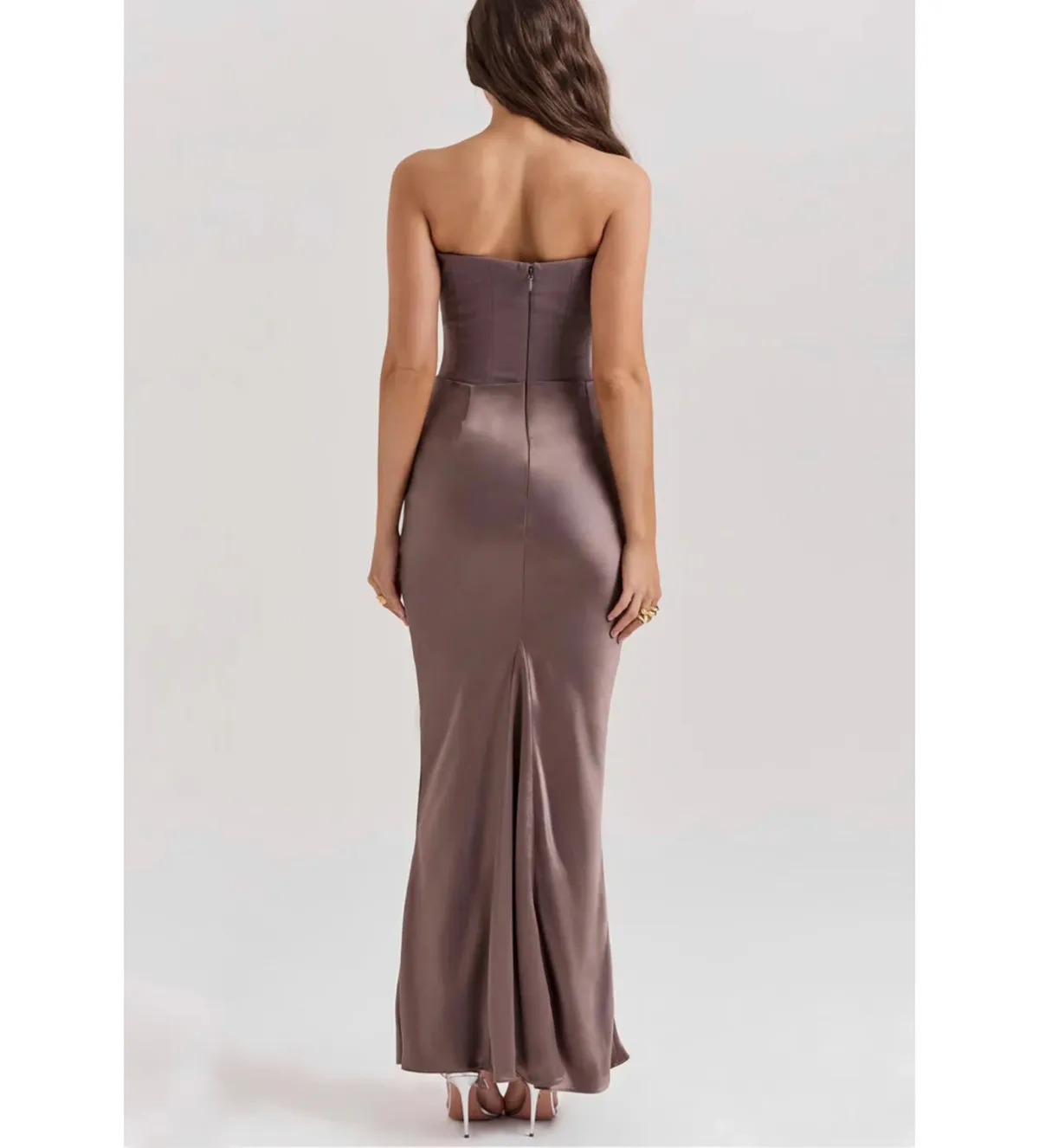 House of CB Persephone Strapless Corset Maxi Dress in Smoke Size S/AU8 - Image 3