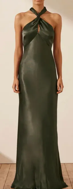 Shona Joy La Lune High Neck Twist Maxi Dress - Long Forest Size 6 for rent on The Volte - image 1