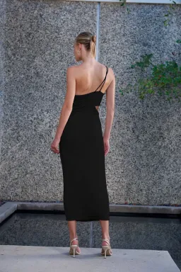 Misha Bernette Slinky Jersey Midi Dress in Black | Size 6 for rent on The Volte - image 3