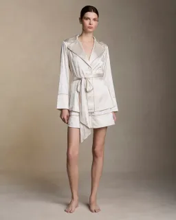 Danielle Frankel Ivory Silk Loungewear Set Size M for rent on The Volte - image 1