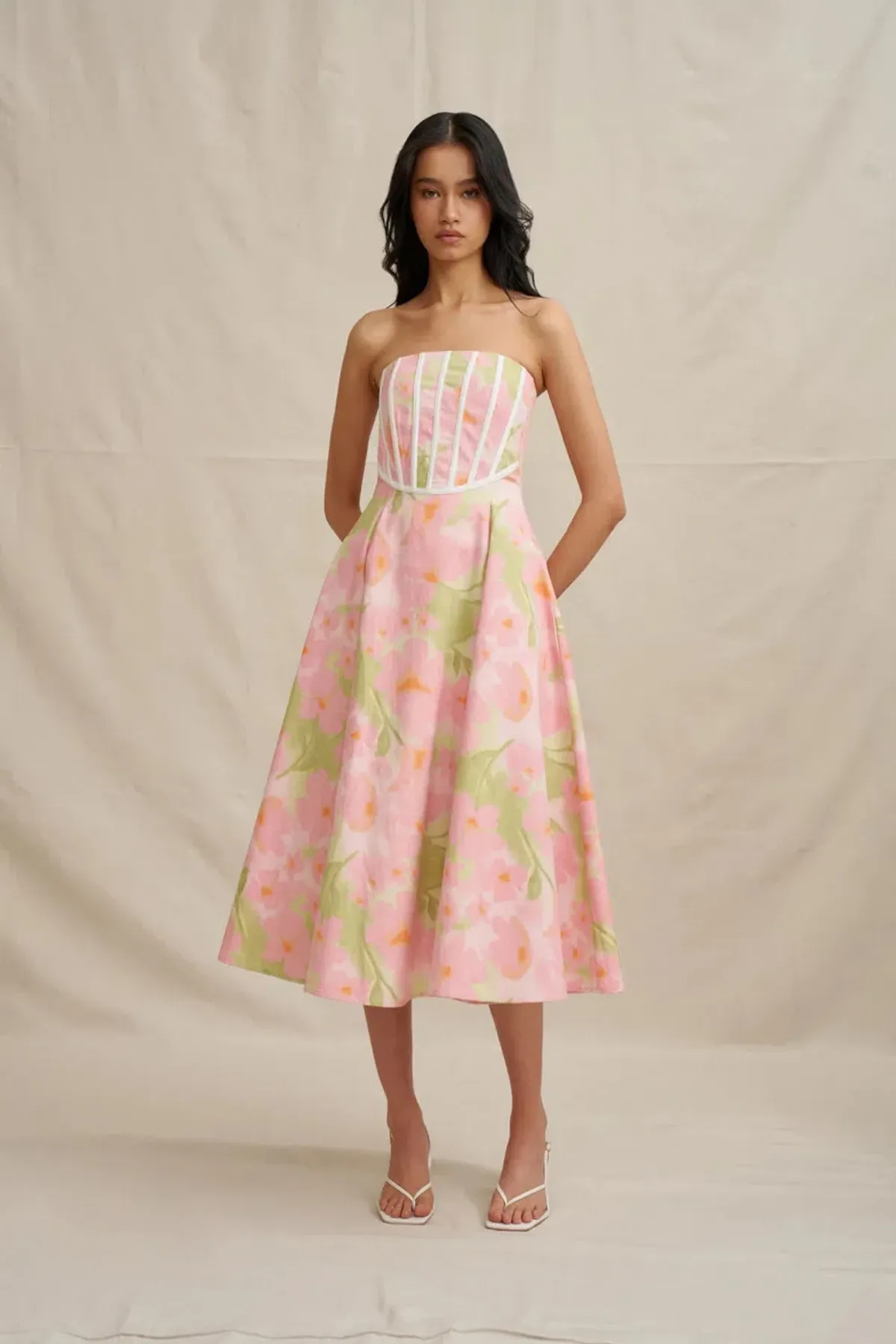 Azalia Floral Strapless Dress by By Johnny Size 8 - Image 1