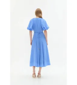 Aje Alma Midi Dress in Mist Blue Size AU12 for rent on The Volte - image 3