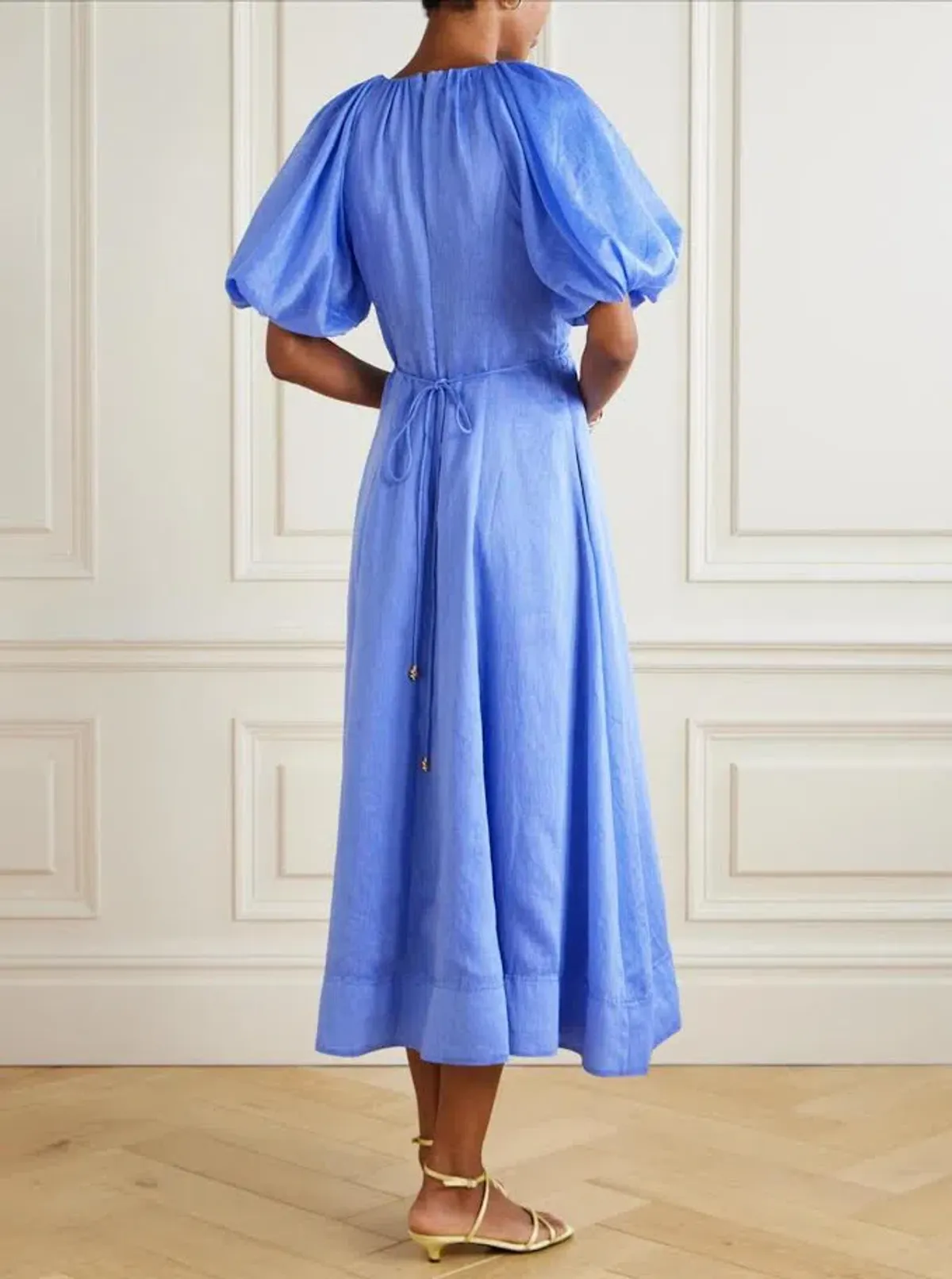 💙 AJE Alma Midi Dress – Mist Blue – Size 12 (AU) 💙 Satin-type Finish - Image 7