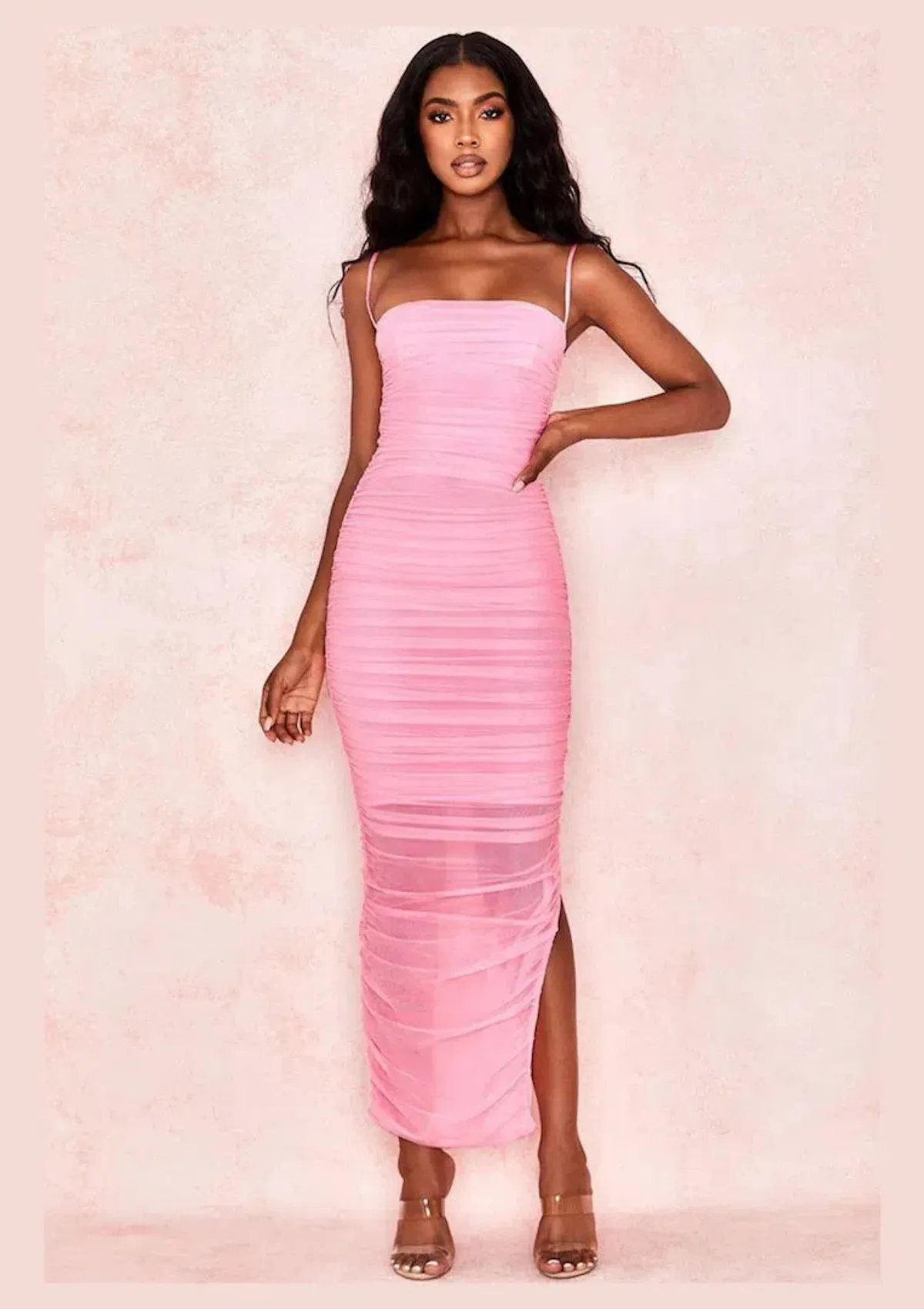 House of CB Fornarina Organza Mesh Bodycon Maxi Dress Pink Size 6 - Image 1