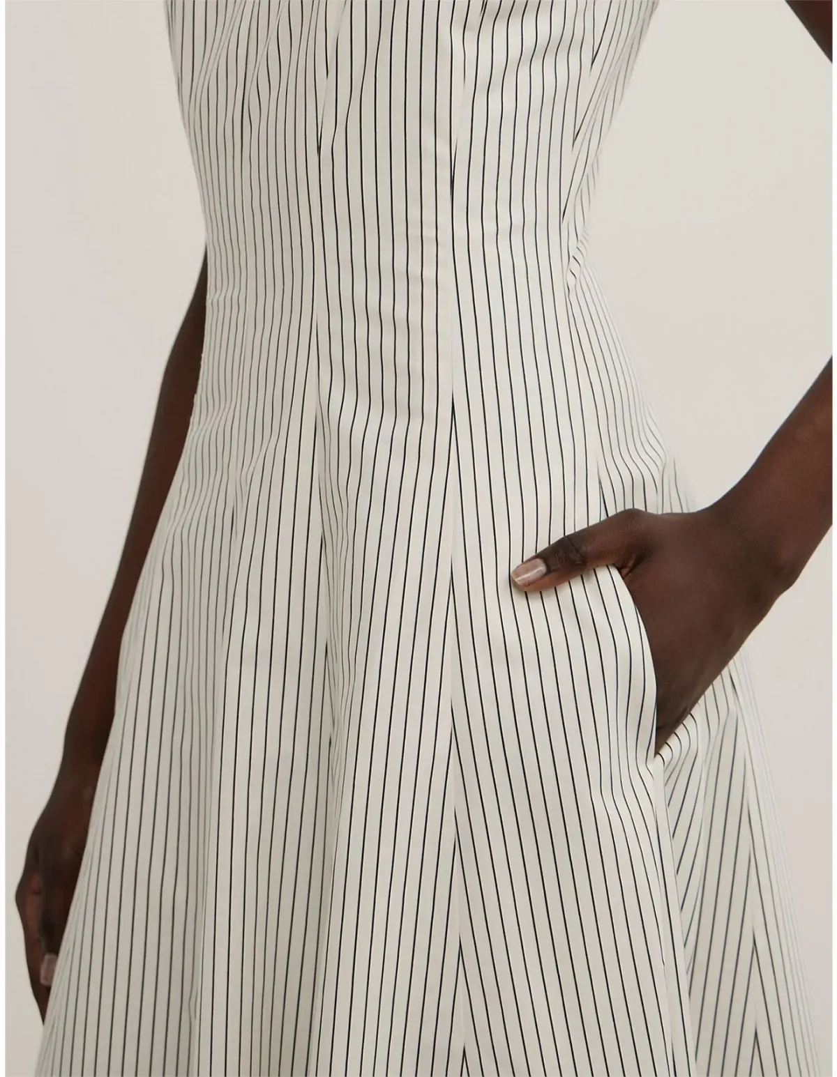 Witchery Seam Detail Midi Dress Cream Size 10 - Image 3