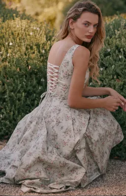 House of CB MARIABELLA Sage Floral Print Cotton Midi Dress in size XS  for rent on The Volte - image 1