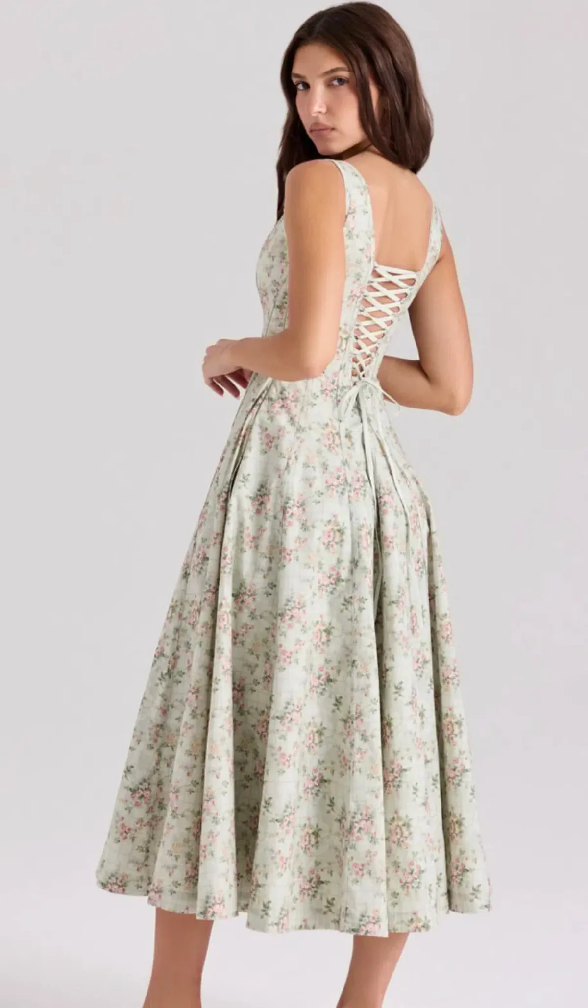 House of CB MARIABELLA Sage Floral Print Cotton Midi Dress in size XS - Image 2