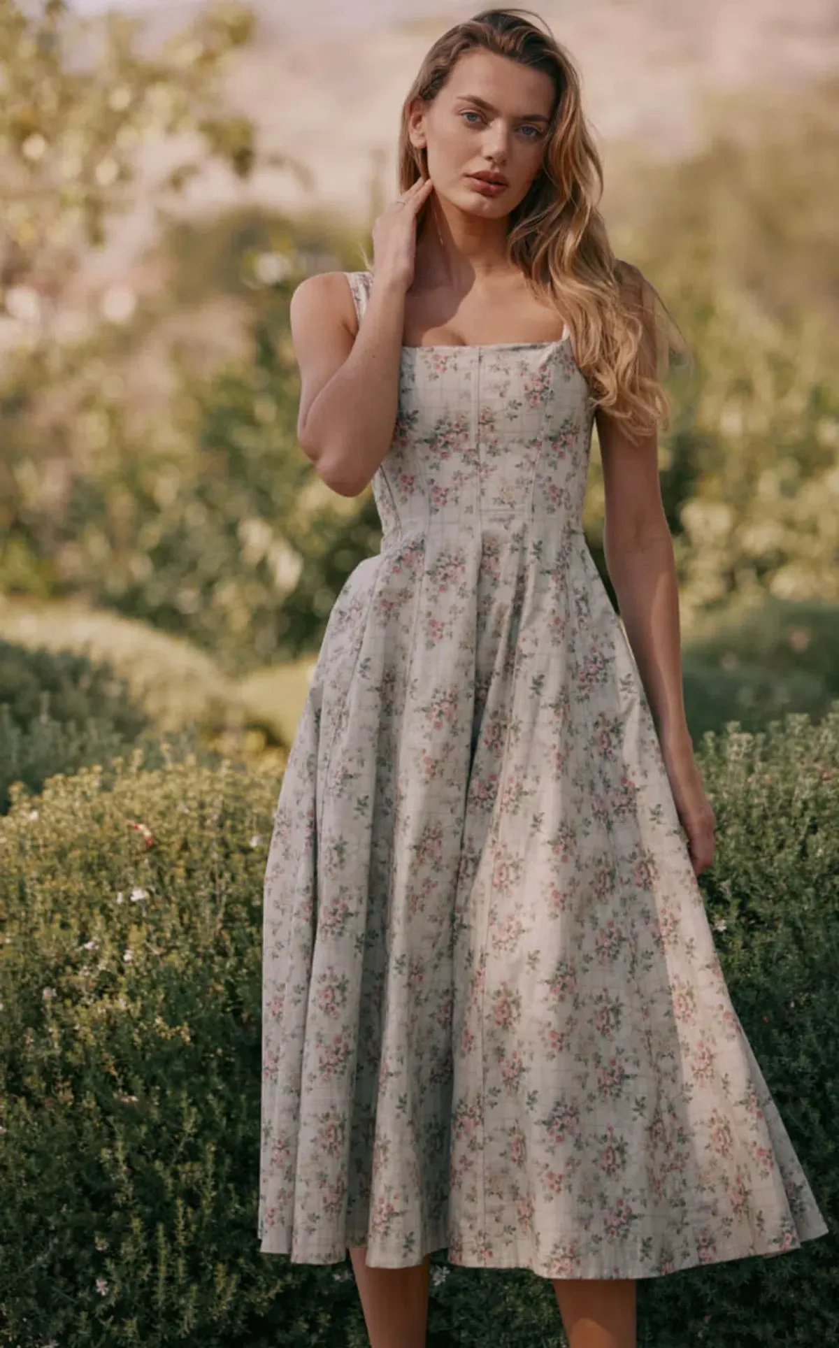 House of CB MARIABELLA Sage Floral Print Cotton Midi Dress in size XS - Image 3