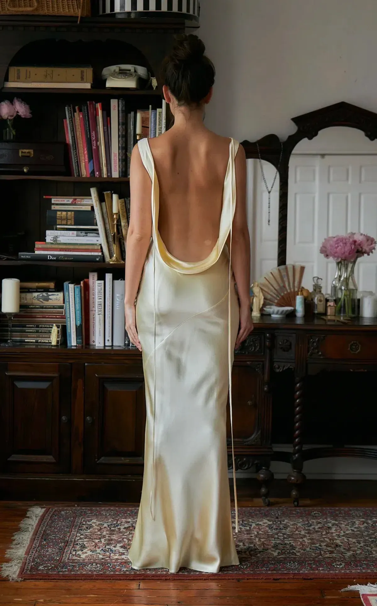 Mirror Palais Plunging Back Cowl Dress in butter XS - Image 8