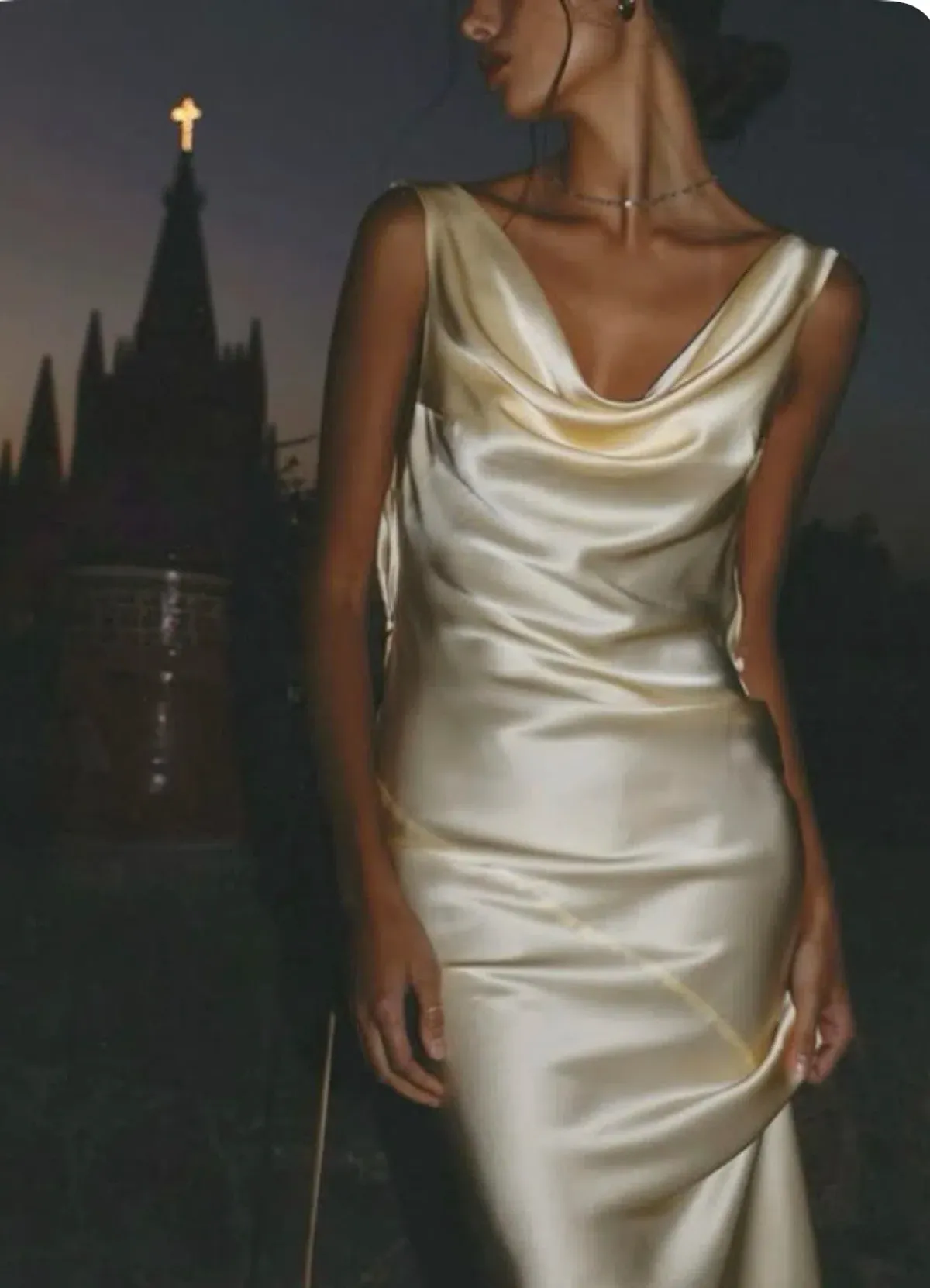 Mirror Palais Plunging Back Cowl Dress in butter XS - Image 3