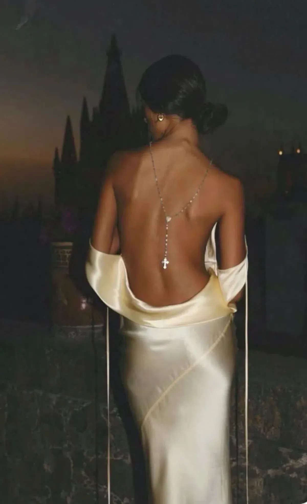 Mirror Palais Plunging Back Cowl Dress in butter XS - Image 4