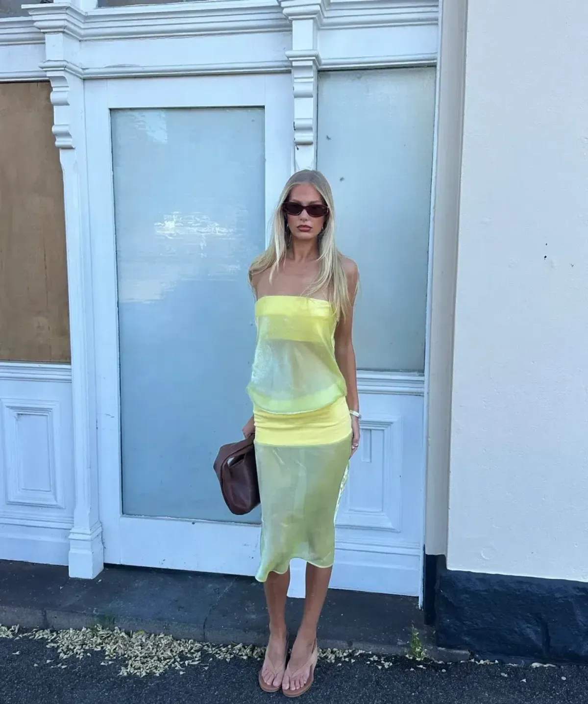 Mode Mischief Melt Panel Dress Yellow size S - Image 2