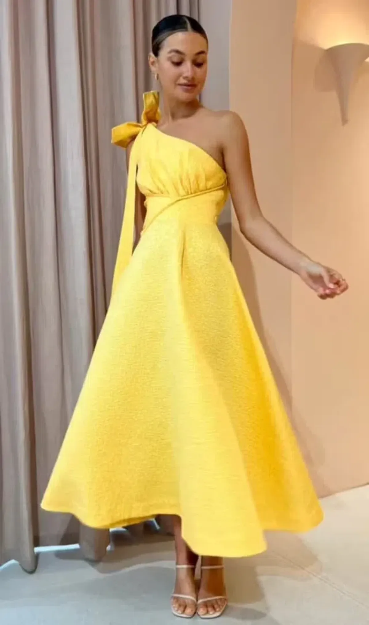 Rachel Gilbert Emiliano Midi Gown in Lemondrop Size 0 / AU6 - Image 1
