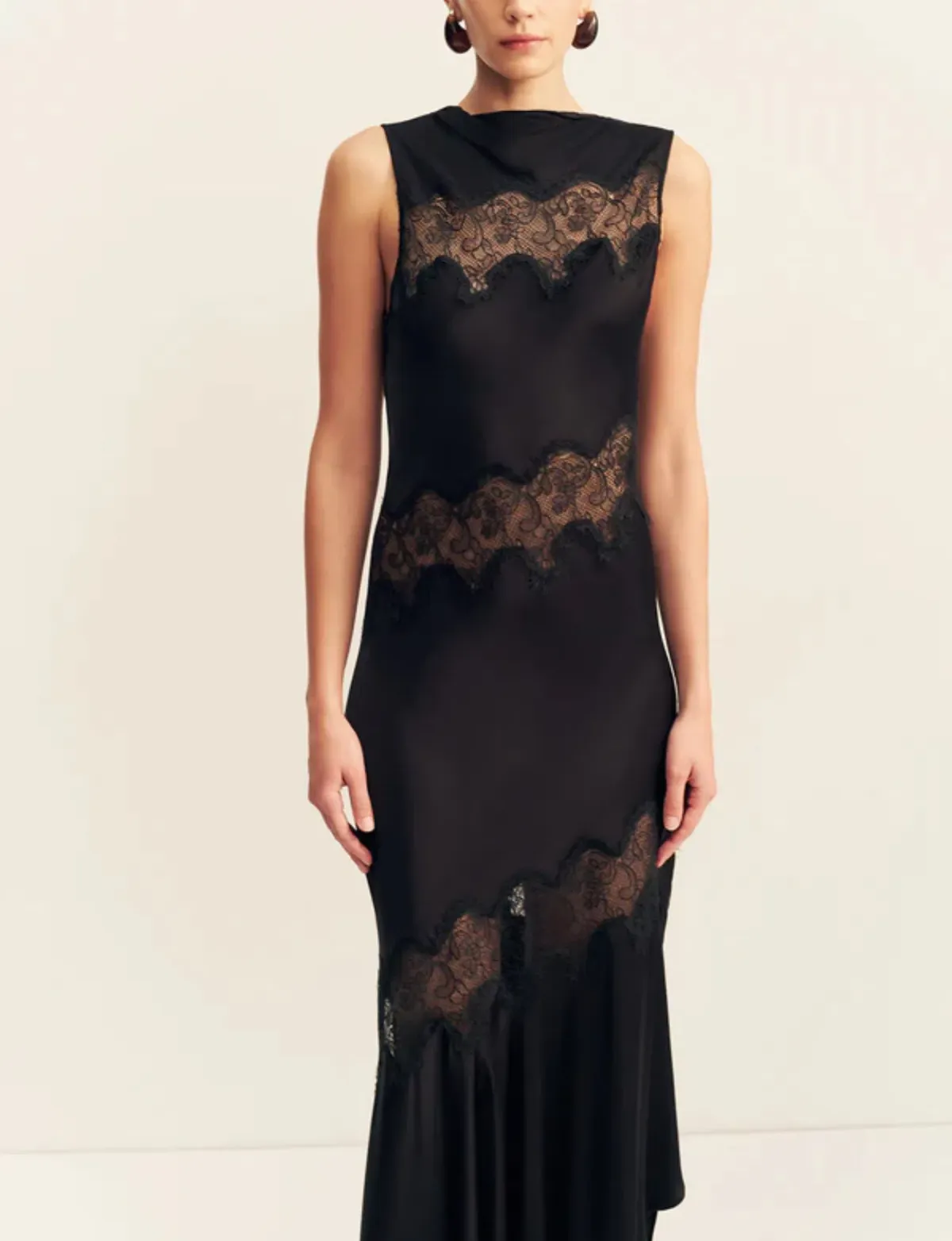 Shona Joy Simona Asymmetrical Panelled Maxi Dress - Black size 6 - Image 3