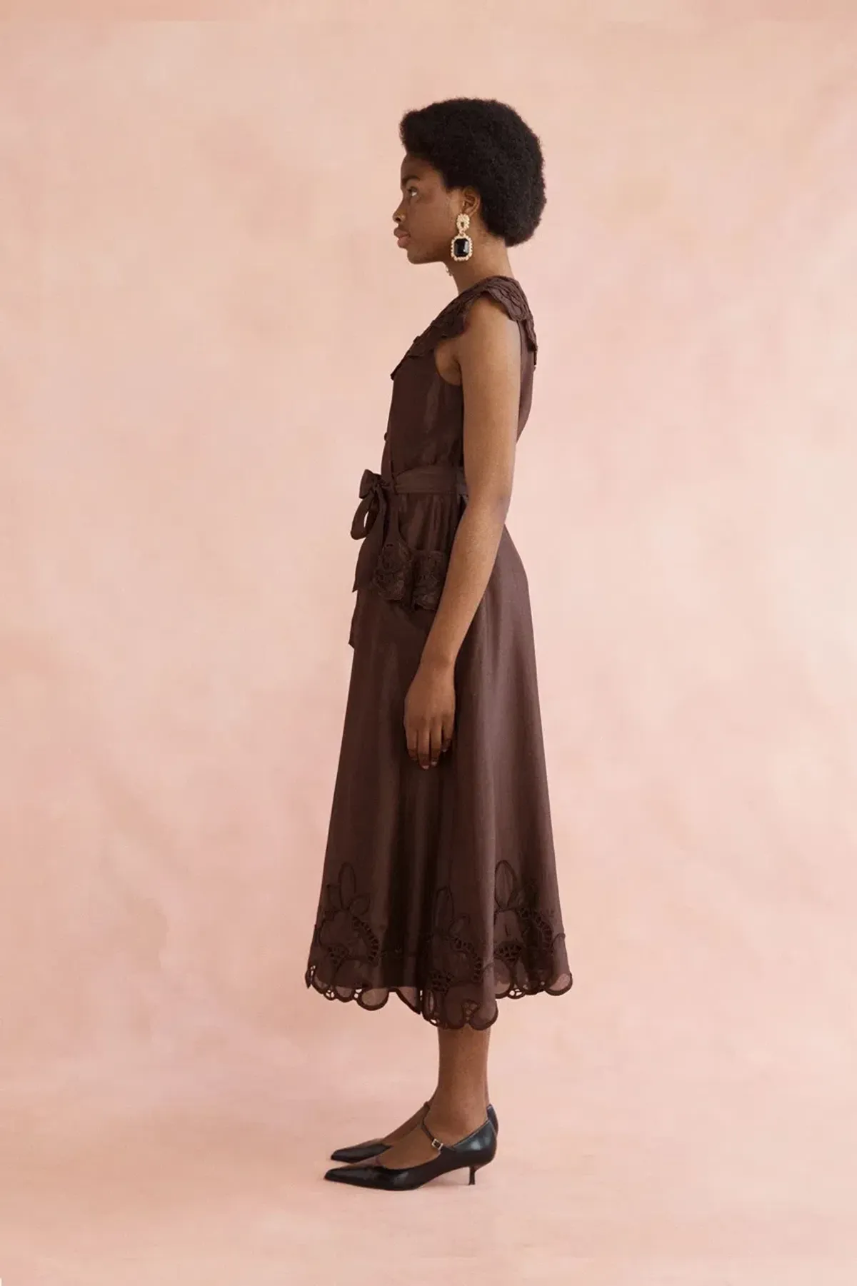 Lovaan Vanessa Midi Dress Chocolate Size 10 - Image 2